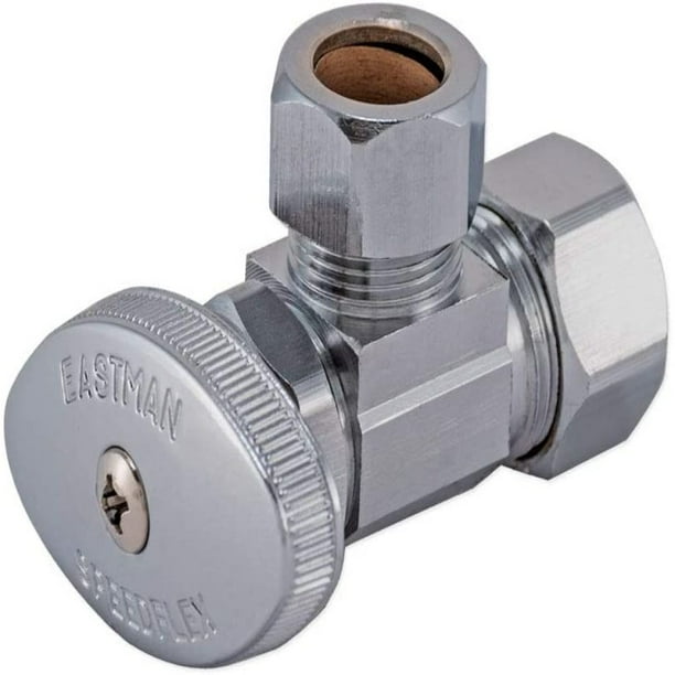 Eastman 04358LF multi turn stop angle valve 1/2 OD X 5/8 OD Chrome Eastman 04358LF multi turn stop angle valve 1/2 OD X 5/8 OD Chrome